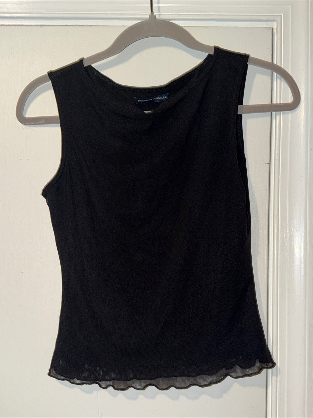 Brandy Melville Black Ruffled Hem Tank Top